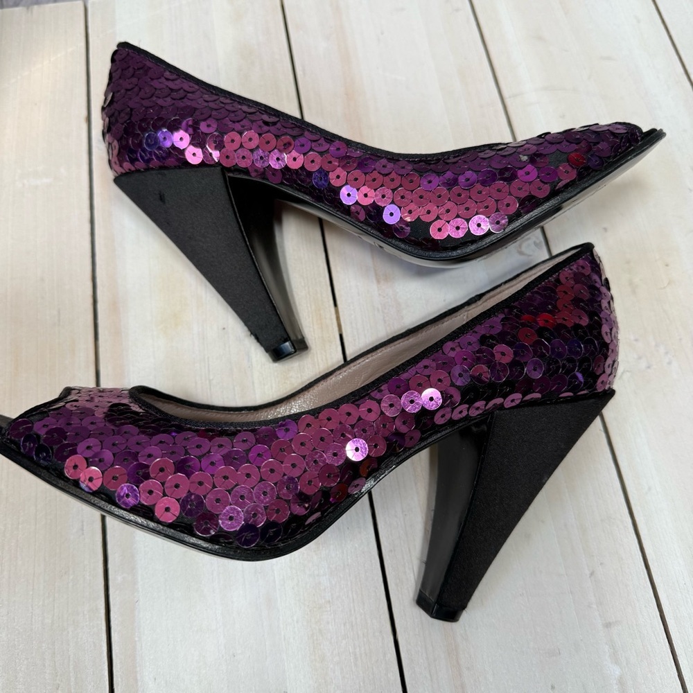 Marc By Marc Jacobs Elegant Purple Sequin Women's Heels Size 36.5 - Picture 6 of 8